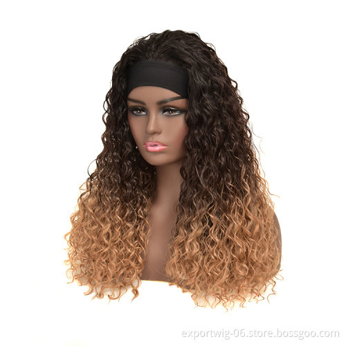 Afro Kinky Curly Wig Natural Headband Wigs for Black Women Short Black hair braided Synthetic Curly Hair wigs